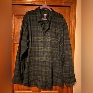 Lands' End Men's Black Watch Plaid Flannel Shirt